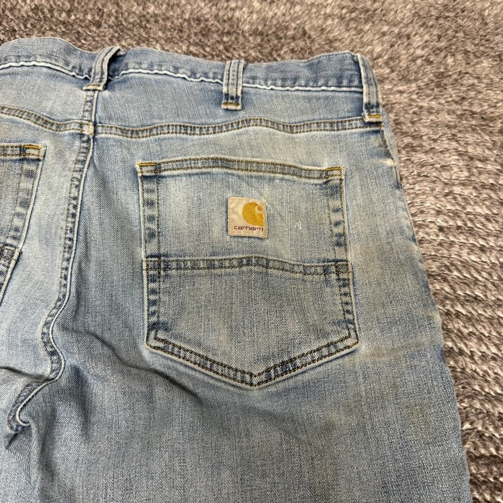 Carhartt Mens‎ Jeans 33x32 Light Wash Blue Relaxed Fit Denim Workwear